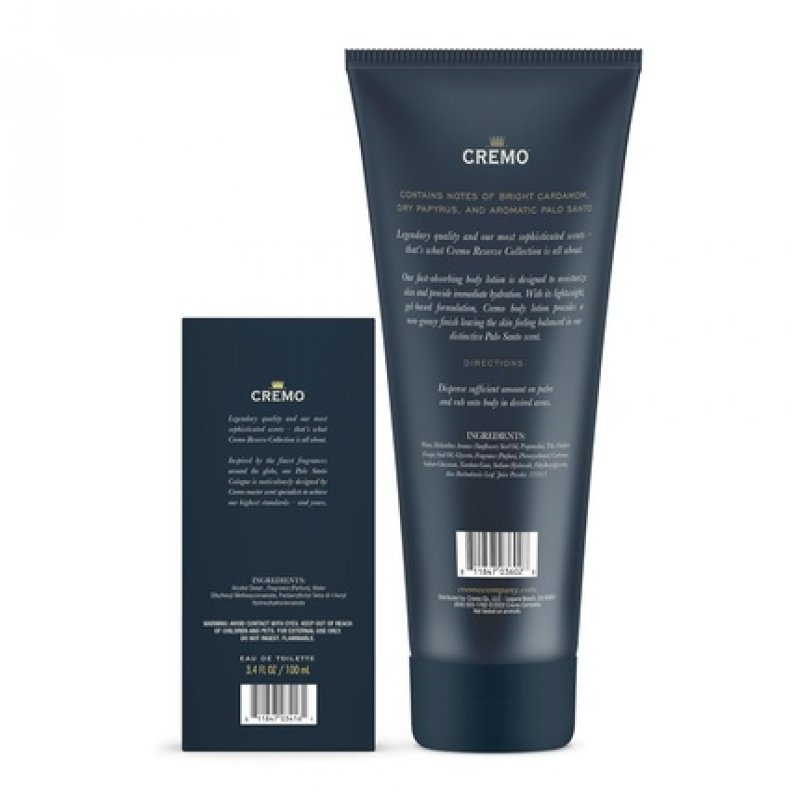Cremo Palo Santo Reserve Collection Bundle with Spray Cologne 3.4 Fl Oz and Body Lotion 8 Fluid Ounce