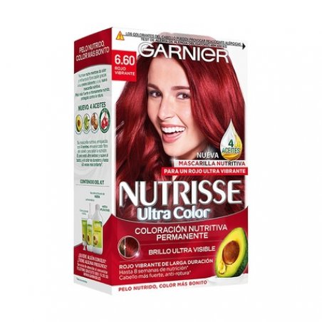 Garnier Nutrisse Creme Permanent Hair Color with Four Oils Nutritive Mask - Vibrant Red 6.60