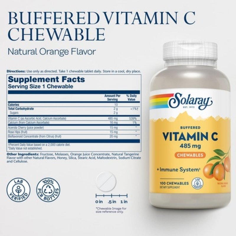 Solaray Vitamin C485 Chewable Orange 100 CT