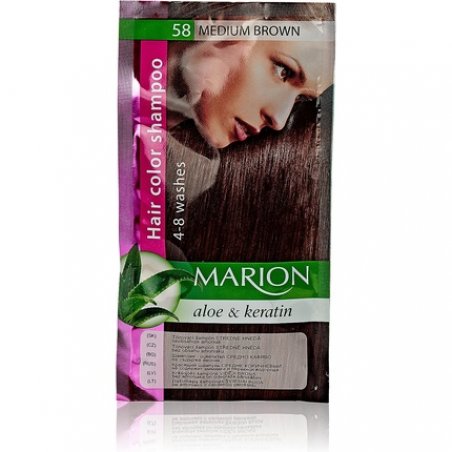 Marion Hair Dye Shampoo with Aloe and Keratin Semi-Permanent Color 58 Medium Brown