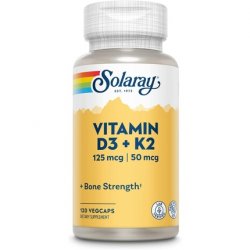 SOLARAY Vitamin D-3 K-2 Calcium Absorption Bone Strength Cardiovascular & Immune Function Support 120 Count
