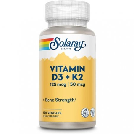 SOLARAY Vitamin D-3 K-2 Calcium Absorption Bone Strength Cardiovascular & Immune Function Support 120 Count