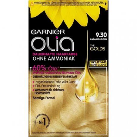 Garnier Olia Oil Coloration Permanent Hair Colour No Ammonia Intense Colour 9.30 Caramel Gold 60g