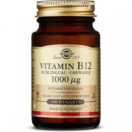 Solgar Vitamin B12 Sublingual Chewable Nuggets Food Supplement 100 Count - Supports Energy Metabolism - Vegan