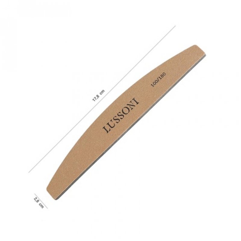 T4B Lussoni Premium Half-Moon Nail Files 100/180 Grit for Natural and Hardened Nails - Pack of 50