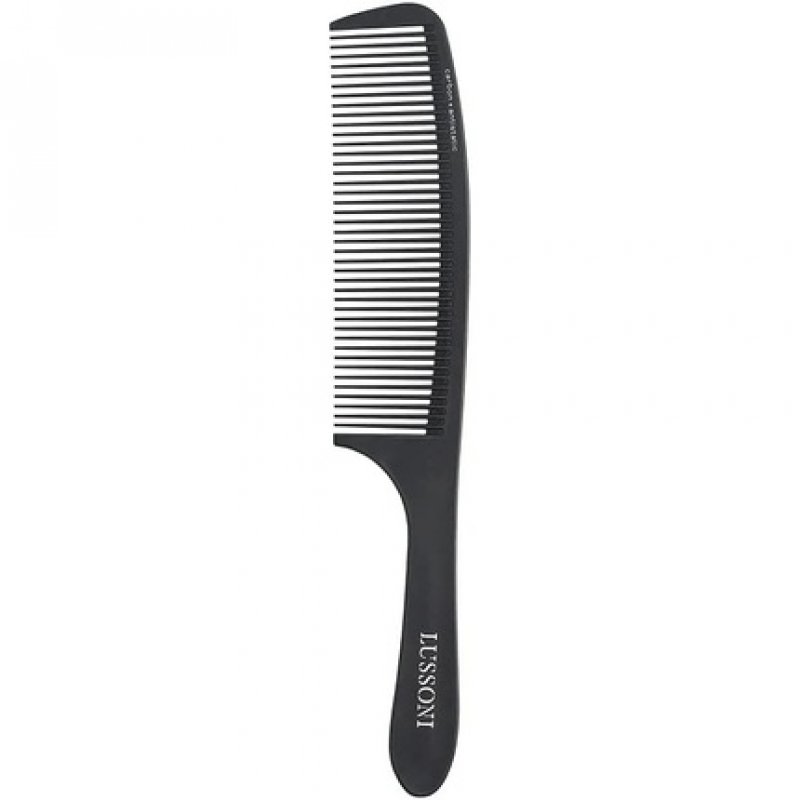 T4B LUSSONI Carbon Anti-Static and Break-Resistant Handle Comb with Wide Teeth for Thin and Thick Hair 402