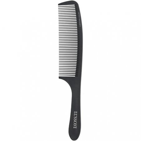 T4B LUSSONI Carbon Anti-Static and Break-Resistant Handle Comb with Wide Teeth for Thin and Thick Hair 402