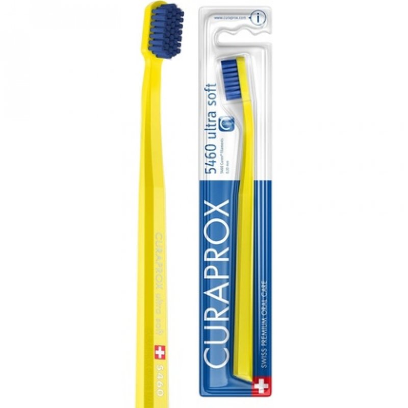 Curaprox CS 5460 Ultra Soft Toothbrush for Adults with 5460 Ultra Soft CUREN Bristles Yellow-Blue