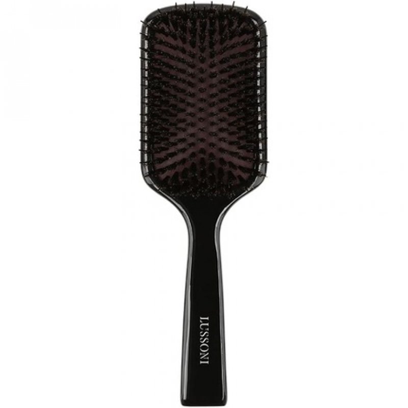 TB TOOLS FOR BEAUTY Lussoni Wooden Detangling Hair Brush with Boar Bristles Anti-Static for Long Hair Black Paddle