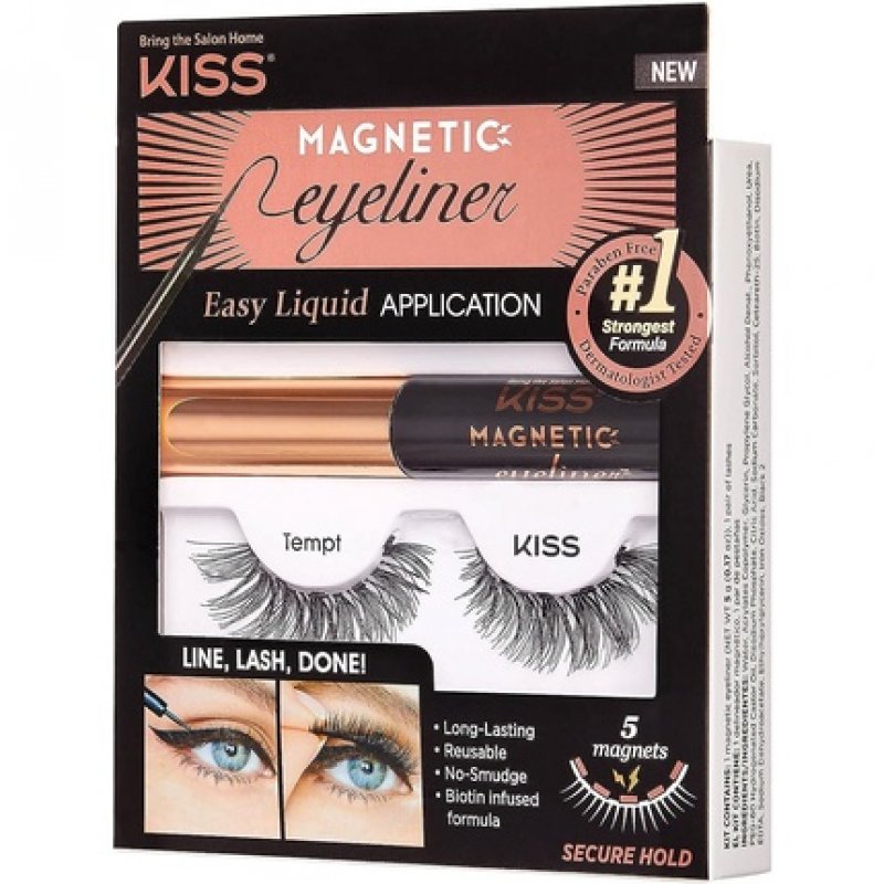 KISS Magnetic Lash Collection Eyeliner & Lash Kit 1 Pair of False Eyelashes and Magnetic Eyeliner Tempt
