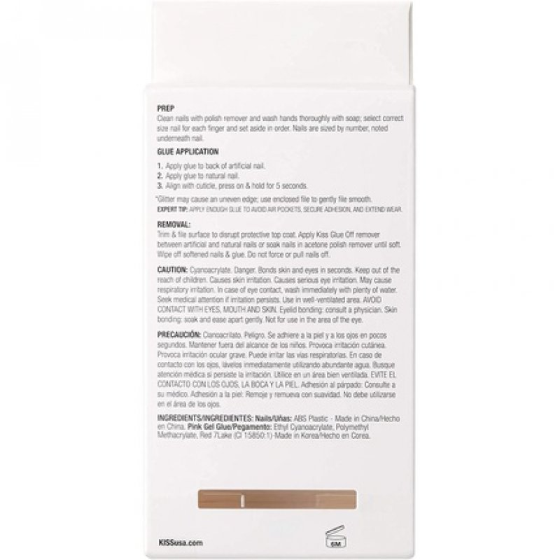 KISS Classy French Nail Manicure Kit with Gel Finish Medium Coffin Shape Cosy Meets Cute 28 Fake Nails