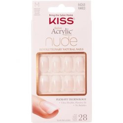 KISS Salon Acrylic French Nude Collection Cashmere Medium Length Fake Nails 28 Count