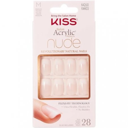 KISS Salon Acrylic French Nude Collection Cashmere Medium Length Fake Nails 28 Count