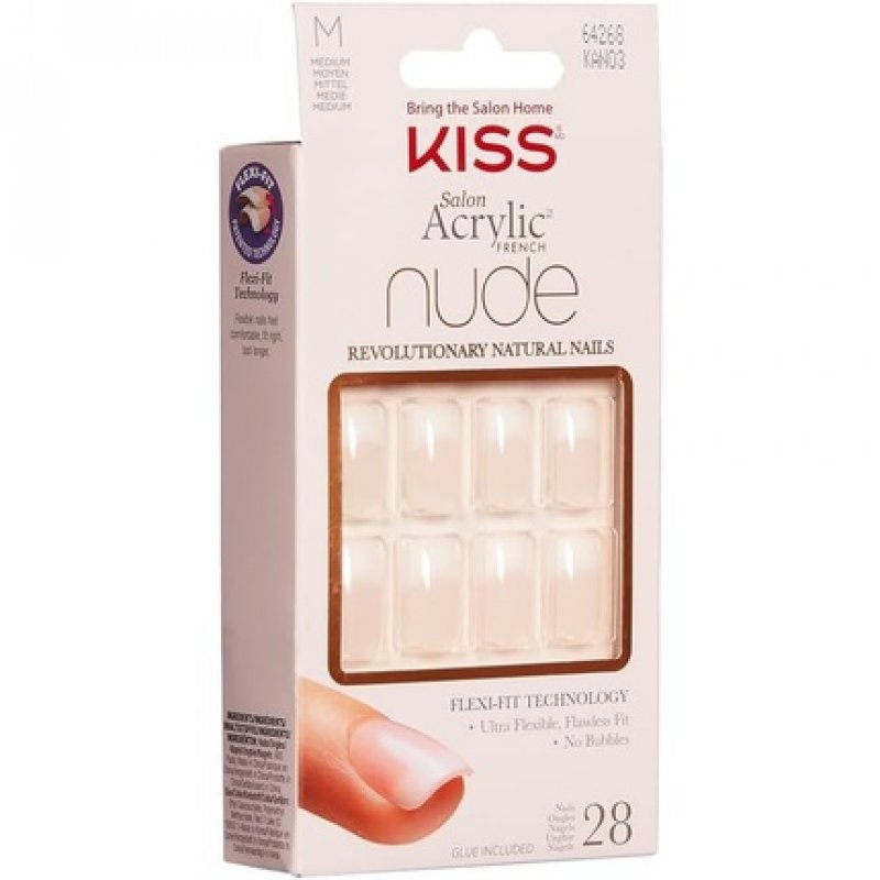 KISS Salon Acrylic French Nude Collection Cashmere Medium Length Fake Nails 28 Count