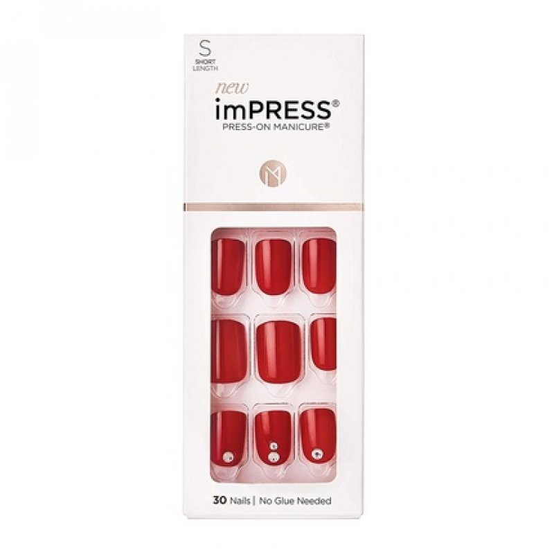 KISS imPRESS Press-On Manicure Kill Heels Short Square Nails with PureFit Technology - 30 Fake Nails