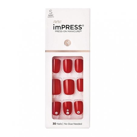 KISS imPRESS Press-On Manicure Kill Heels Short Square Nails with PureFit Technology - 30 Fake Nails