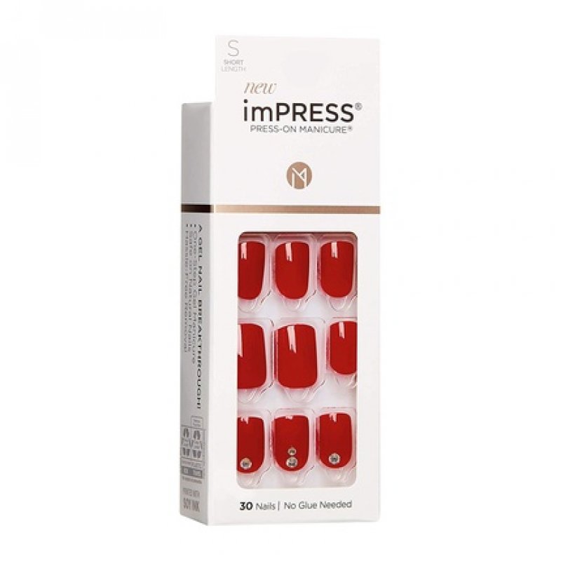 KISS imPRESS Press-On Manicure Kill Heels Short Square Nails with PureFit Technology - 30 Fake Nails