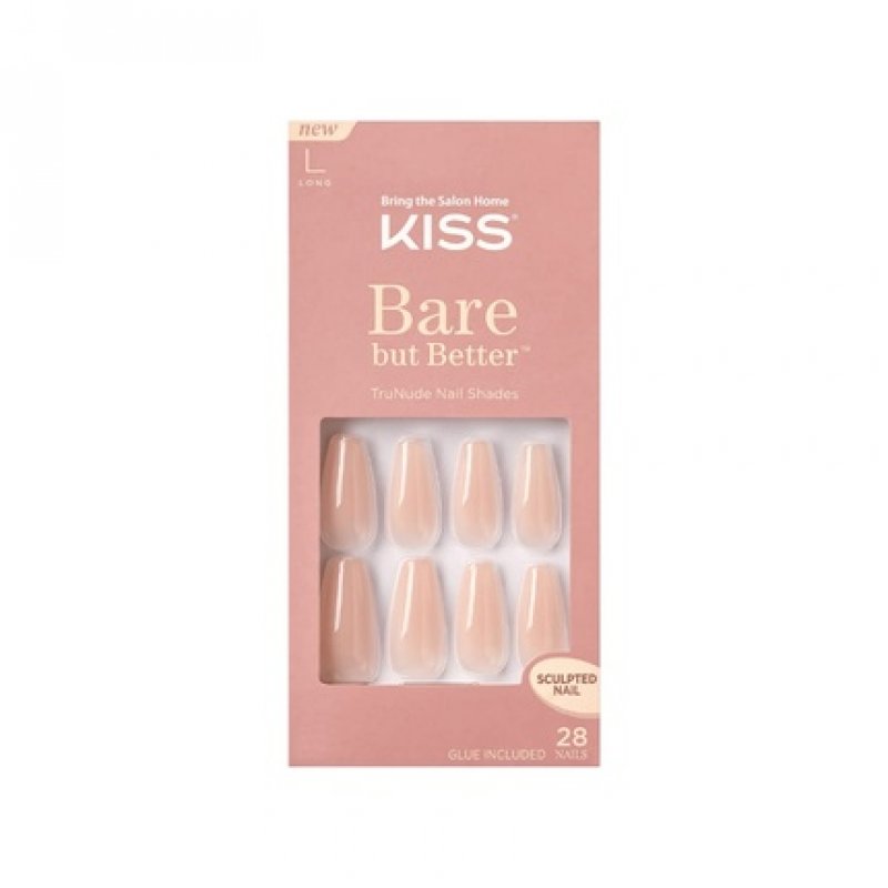KISS Bare But Better TruNude Fake Nails Nude Nail Shades Manicure Set 28 Chip Proof Smudge Proof Glue-On Nails