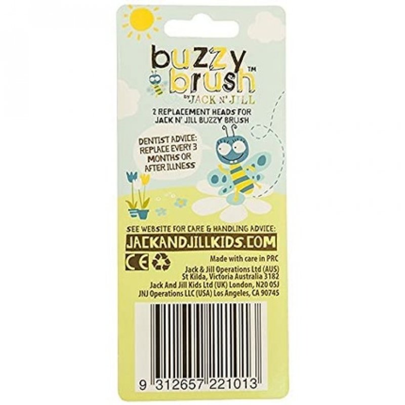 Jack N' Jill Kids Buzzy Brush Replacement Heads Rotary Design with Soft Vibrations - Pack of 2