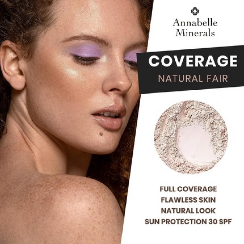 Annabelle Minerals Coverage Mineral Foundation with SPF and Natural Ingredients Full Coverage 10g Natural Fair