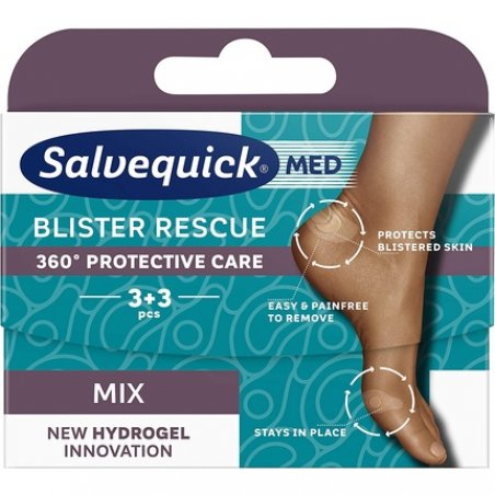 Salvequick Blister Rescue Mix 6 Hydrogel Wound Pads for Blisters Around The Heels & Toes - Pack of 6