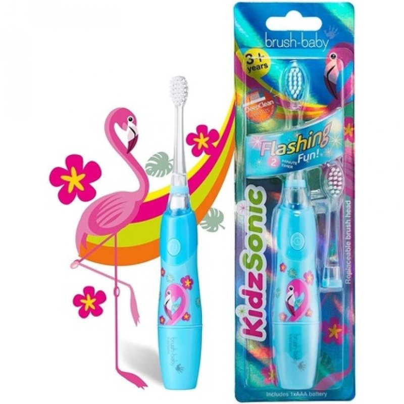Brush Baby KidzSonic Toddler and Kid Electric Toothbrush for Ages 3 Years - Disco Lights, Gentle Vibration, and Smart