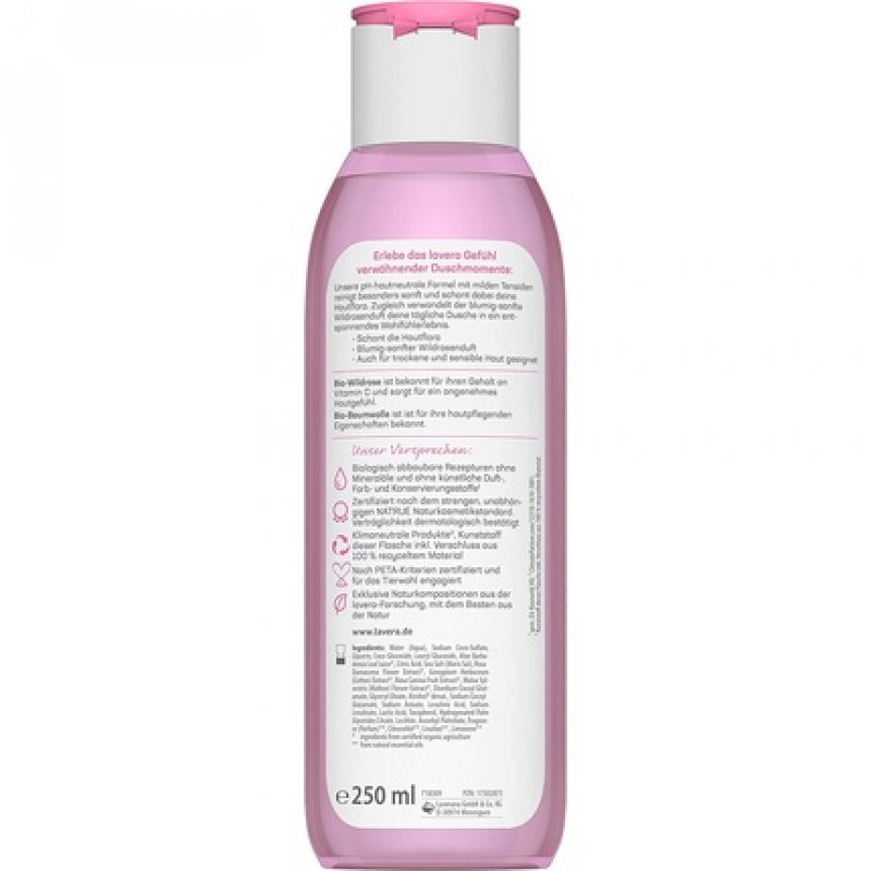 lavera Nourishing Shower Gel with Organic Wild Rose and Organic Cotton 250ml