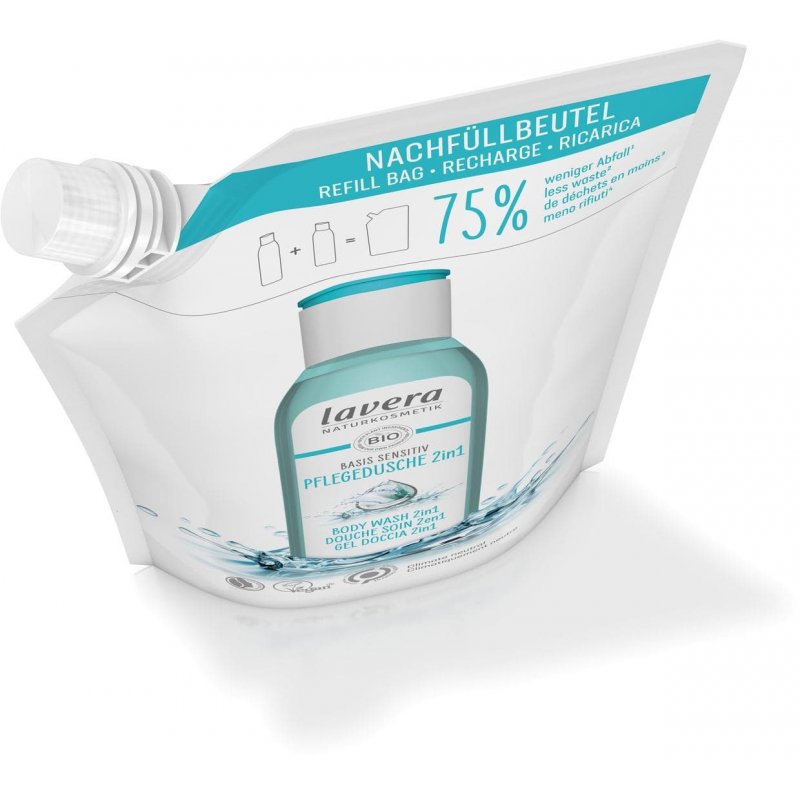 Lavera Refill Bag basis sensitiv Body Wash 2in1 500 ml Gel douche Unisexe Corps et cheveux
