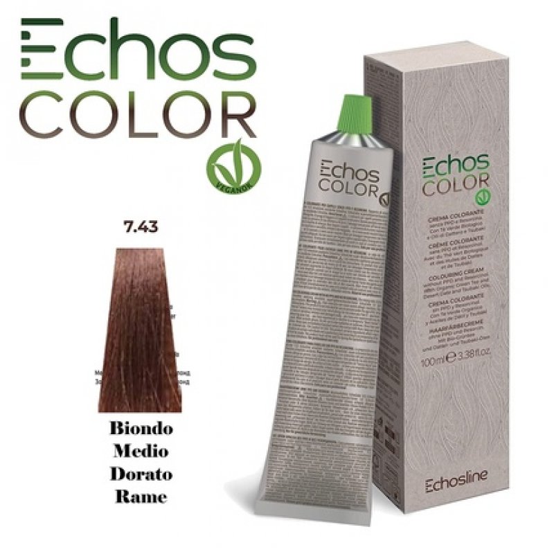 NEU Echos Color 7.43 Medium Golden Copper Blonde Color Cream without PPD and Resorcin 100ml