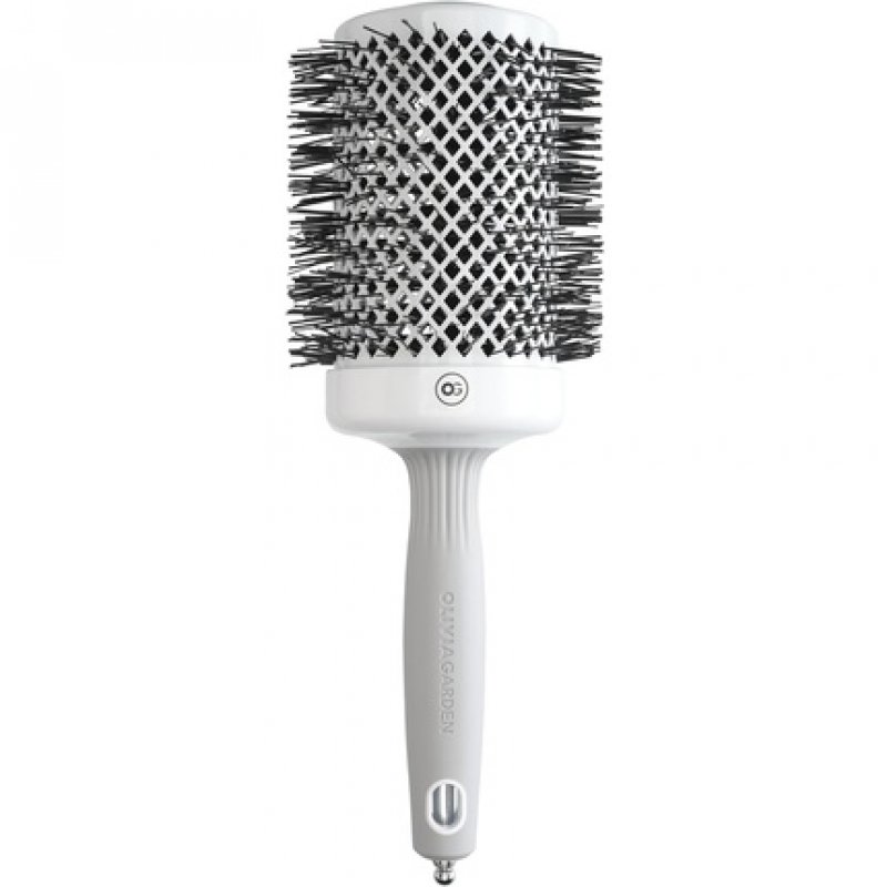 Olivia Garden Expert Blowout Shine Hairbrush White and Grey 65mm