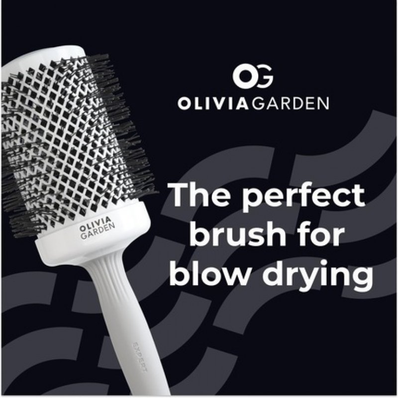 Olivia Garden Expert Blowout Shine Hairbrush White and Grey 65mm