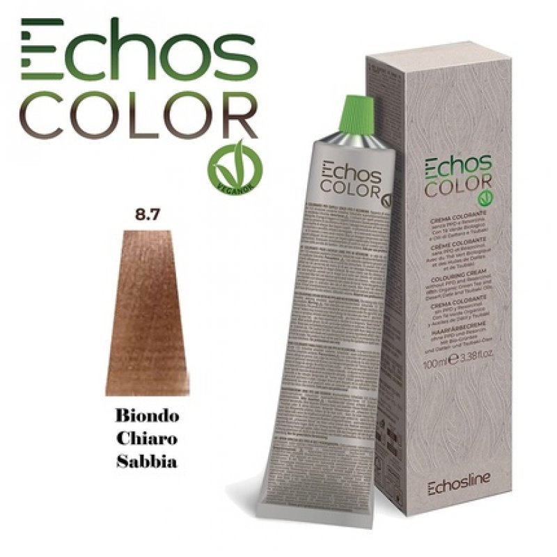NEU Echos Color 8.7 Light Blonde Sand Color Cream without PPD and Resorcin 100ml