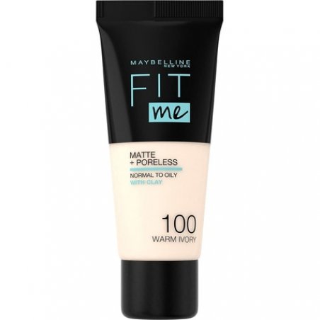 Maybelline Fit Me Foundation Matte and Poreless Full Coverage Blendable for Normal to Oily Skin 100 Warm Ivory 30ml