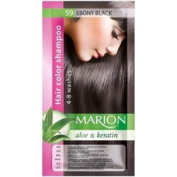 Marion Hair Dye Shampoo in Bag Semi-Permanent Color with Aloe and Keratin 59 Ebony Black