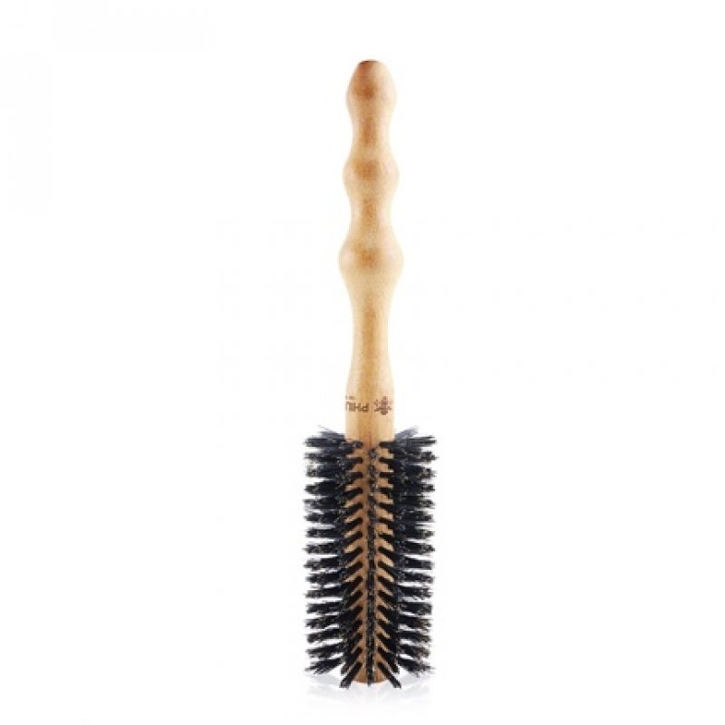 Philip B Medium Round Hairbrush Polish Mahogany Handle 65% Boar Bristle 35% Nylon