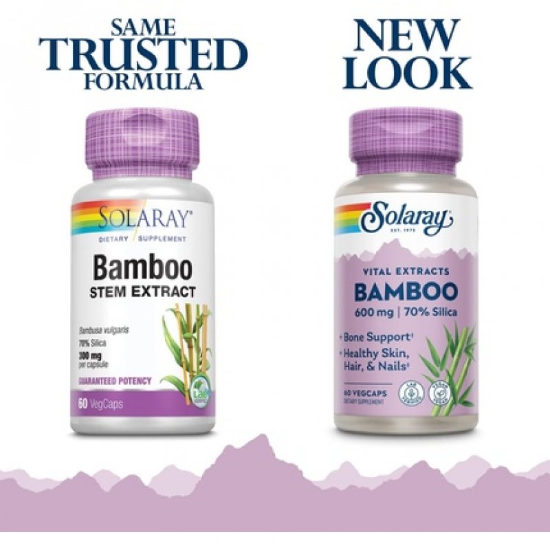 SOLARAY Bamboo Stem Extract 600mg Healthy Hair Skin Nails Bones & Connective Tissue Support 60 VegCaps