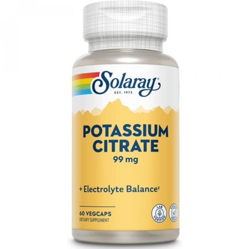 Solaray Potassium Citrate Healthy Electrolyte Balance Nerve Muscle Function Support Vegan 60 VegCaps