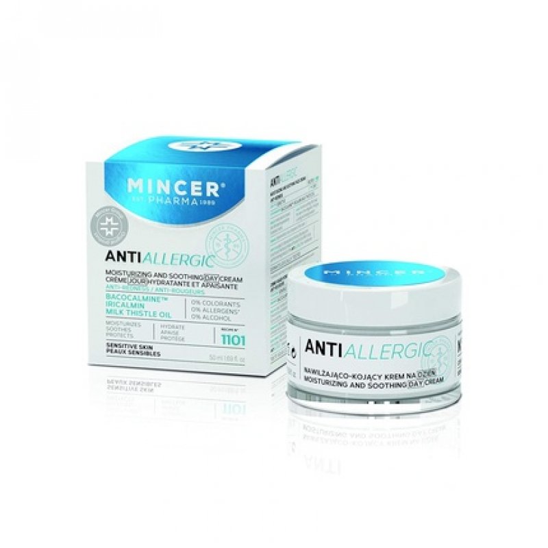 Mincer Pharma Anti-Allergic Moisturizing and Soothing Day Face Cream for Sensitive Skin with Bacocalmine, Iricalmin and