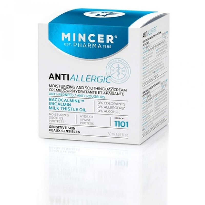 Mincer Pharma Anti-Allergic Moisturizing and Soothing Day Face Cream for Sensitive Skin with Bacocalmine, Iricalmin and
