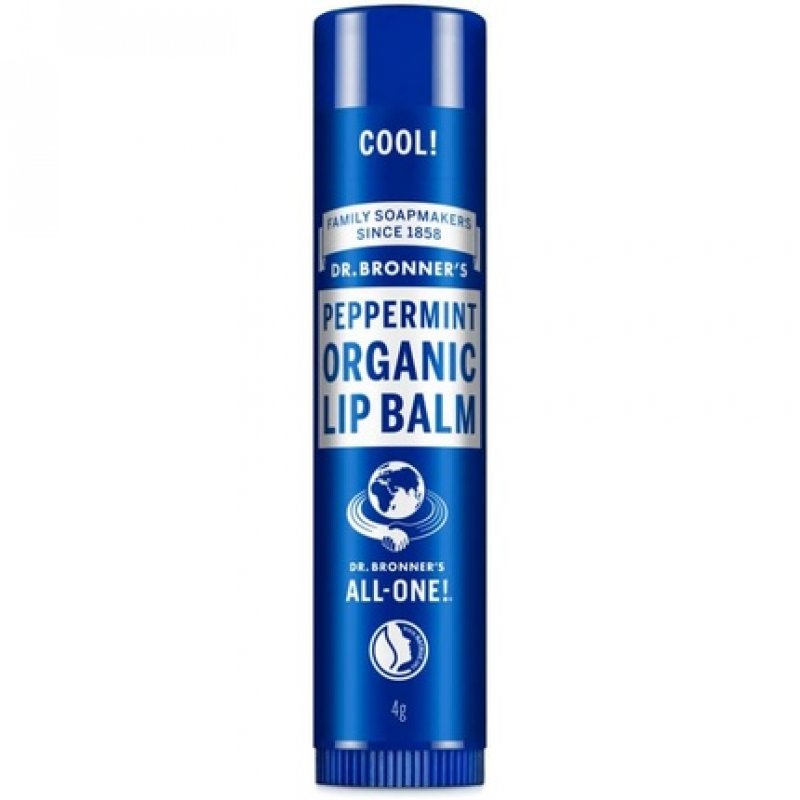 Dr Bronner's Peppermint Lip Balm with No Synthetic Ingredients and Organic Oils 4g