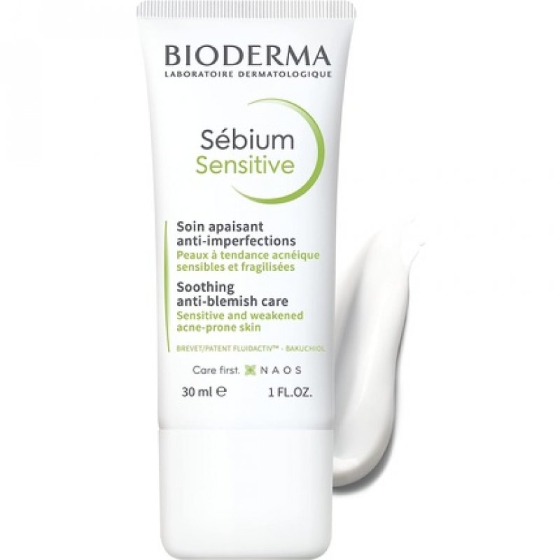 Bioderma Sébium Sensitive Soothing Moisturizer for Acne Prone Skin Face Cream Hydrates Skin Eliminates Spots Reduces