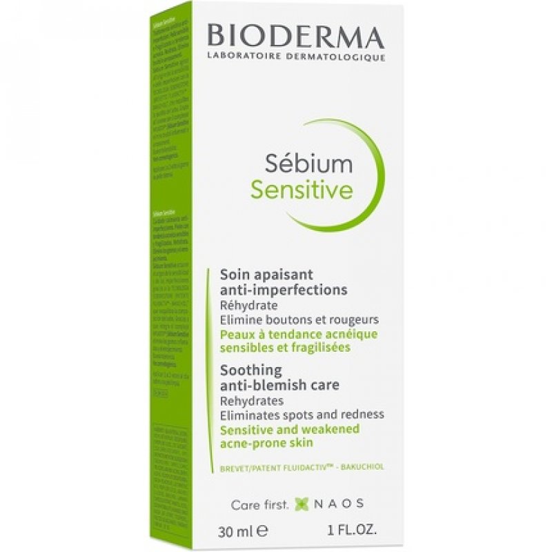 Bioderma Sébium Sensitive Soothing Moisturizer for Acne Prone Skin Face Cream Hydrates Skin Eliminates Spots Reduces