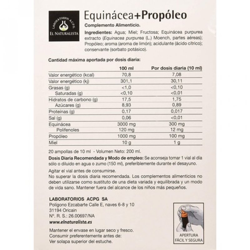 Equinacea Propoleo 20 Vials Naturalista