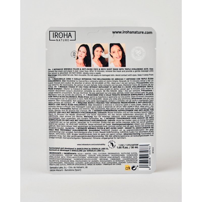 Iroha Nature Wrinkle Filler & Anti-Age Face Mask with Triple Hyaluronic Acid 30 ml