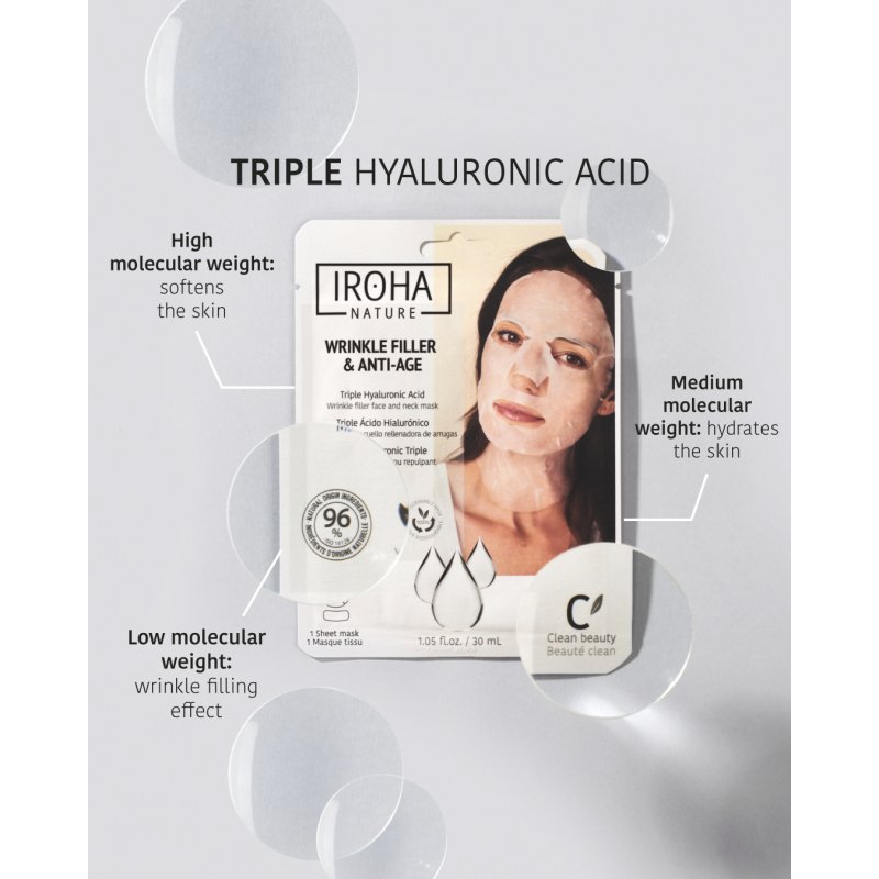 Iroha Nature Anti-Ageing & Wrinkle Filler Sheet Face Mask With Triple Hyaluronic Acid
