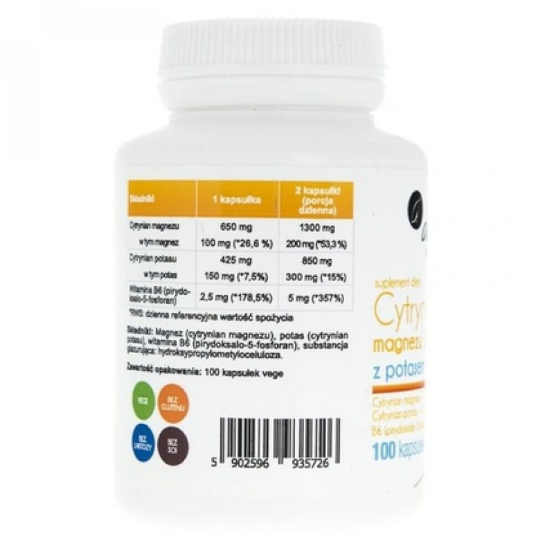 Aliness Magnesium Citrate with Potassium and B6 100 Caps