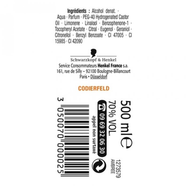 Mont St Michel Eau de Cologne with Genuine Amber 500ml Bottle