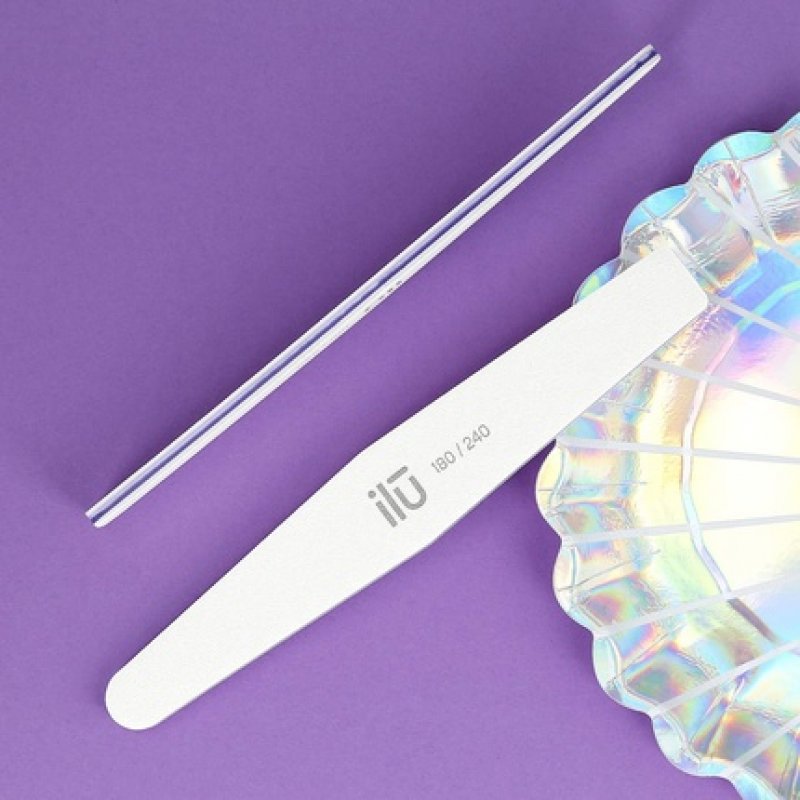 T4B ILU Professional Double Sided Buffer Nail File Trapeze 180/240 for Natural Acrylic Gel Nails