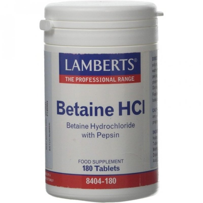Lamberts Betaine HCl 324mg Pepsin 5mg 180 Tablets 169.9g