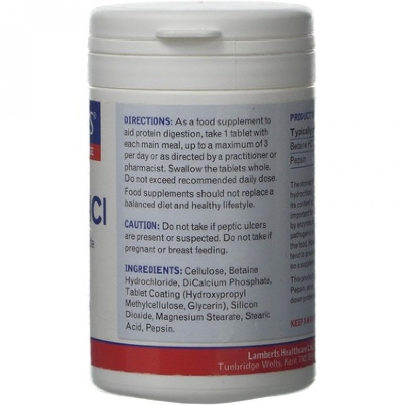 Lamberts Betaine HCl 324mg Pepsin 5mg 180 Tablets 169.9g